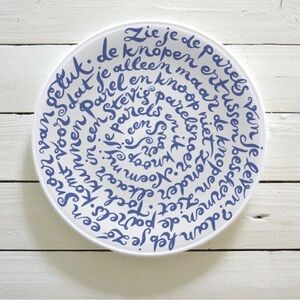 ROYAL DELFT Artistic Blue and White Script Plate